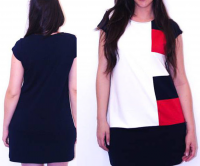 Vestido Combinado Manga Corta